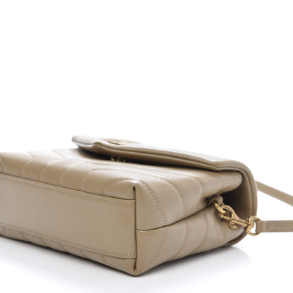 Saint Laurent Calfskin Y Quilted Monogram Toy Loulou Crossbody Bag Latte 7 of 12