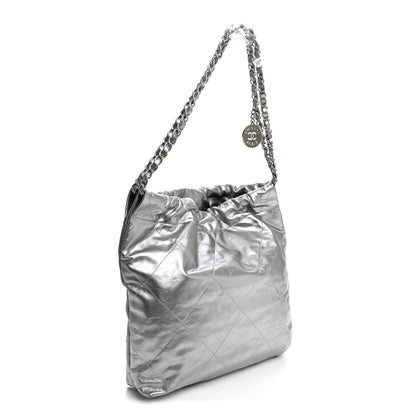 Chanel Metallic Calfskin Quilted Small Chanel 22 Silver 4 of 11