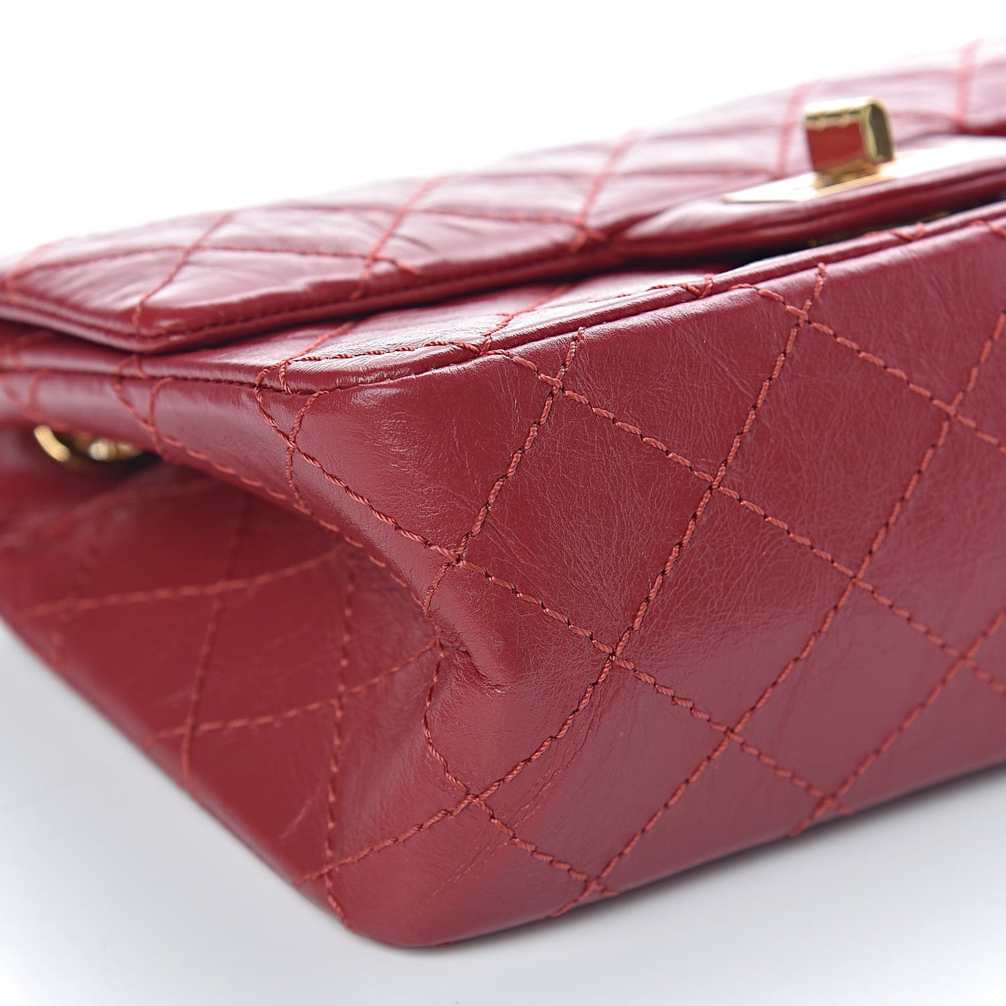 Aged Calfskin Quilted 2.55 Reissue Mini Flap Red