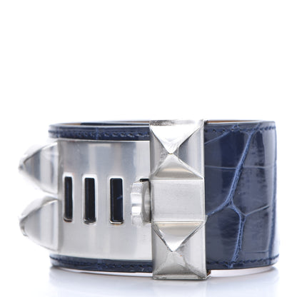 Hermes Shiny Alligator Collier De Chien CDC Bracelet T2 Bleu Saphir 3 of 7
