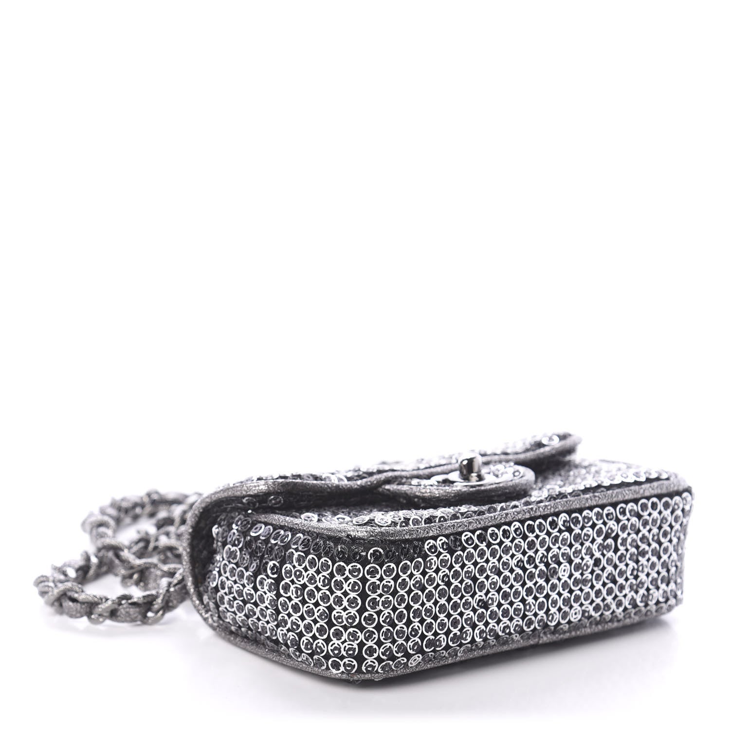 Chanel Sequin Micro Flap Dark Silver 4 of 9