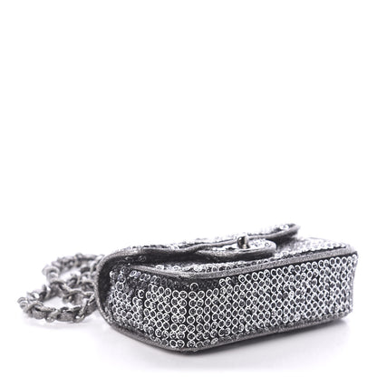 Chanel Sequin Micro Flap Dark Silver 4 of 9