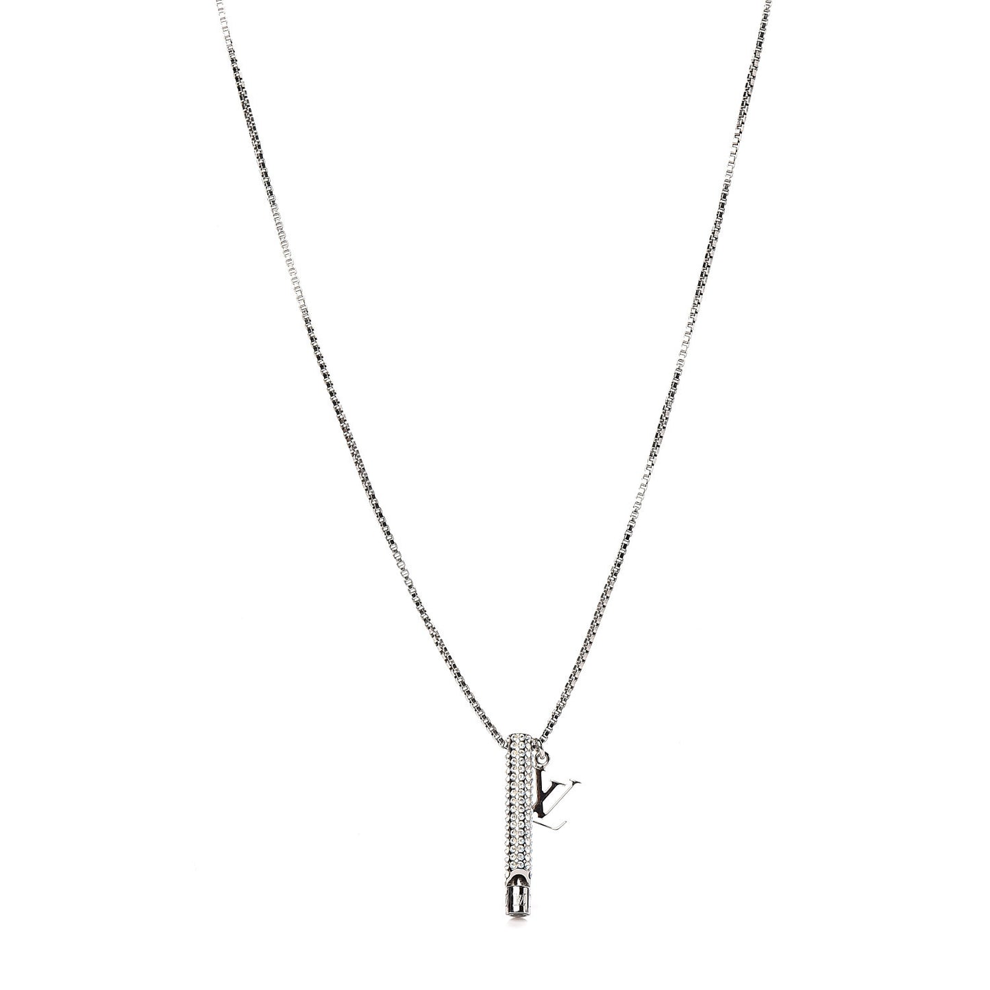 LV Whistle Chain Pendant Necklace Silver