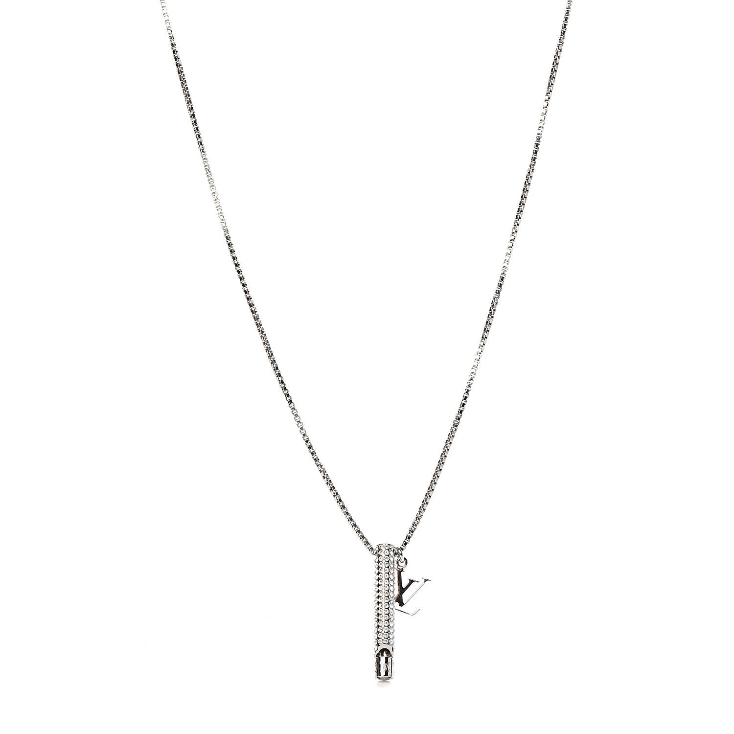 Louis Vuitton LV Whistle Chain Pendant Necklace Silver 1 of 8