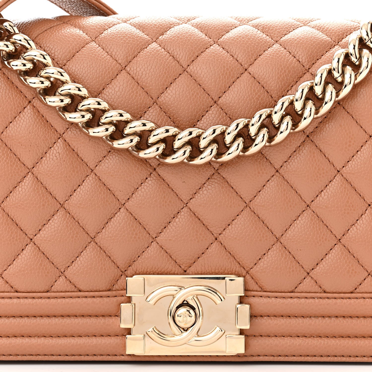 Chanel Caviar Quilted Medium Boy Flap Light Brown 8 of 11