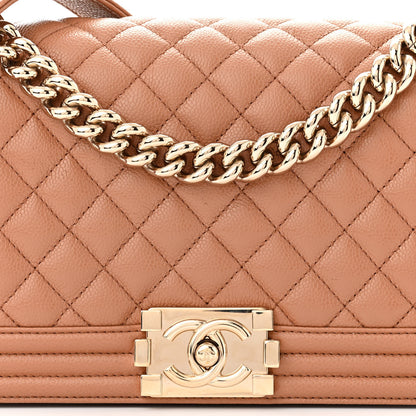 Chanel Caviar Quilted Medium Boy Flap Light Brown 8 of 11