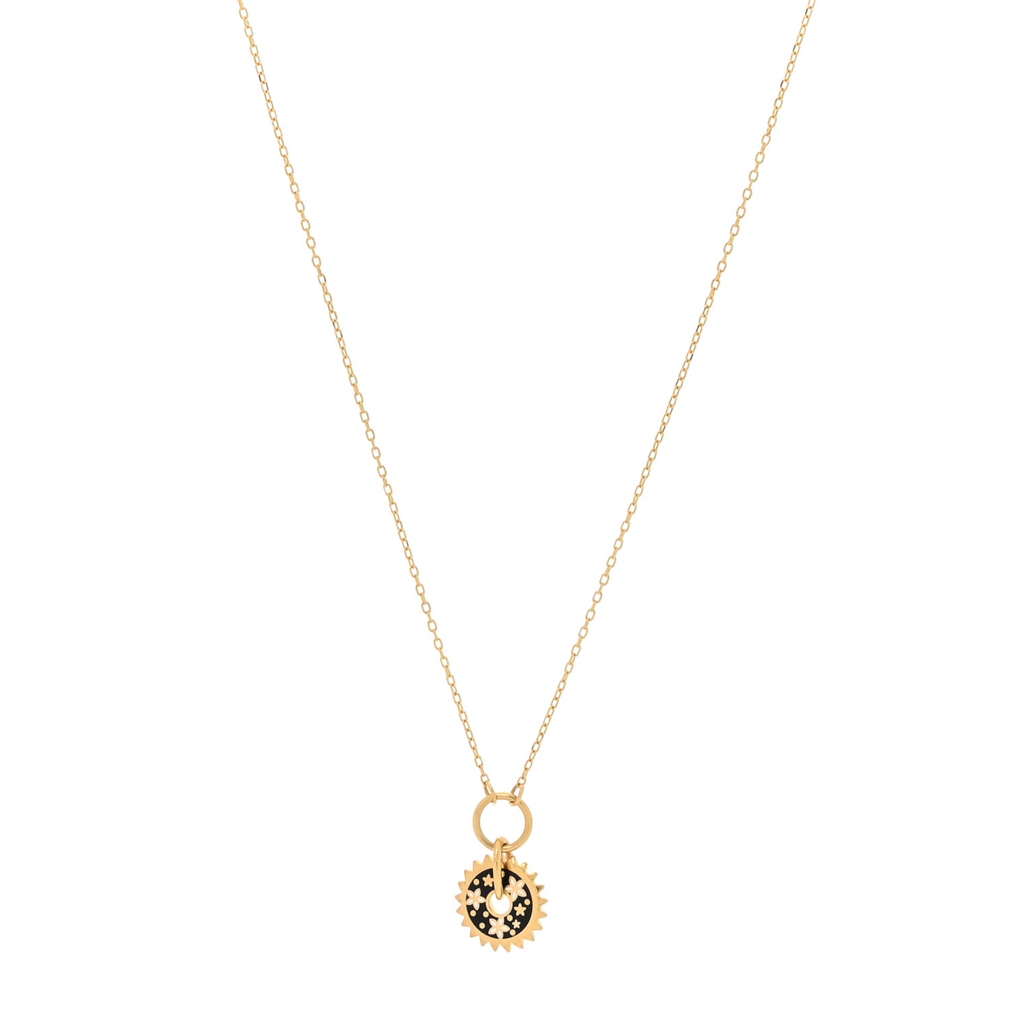 18K Yellow Gold Enamel Petite Champleve Resilience Necklace Black White