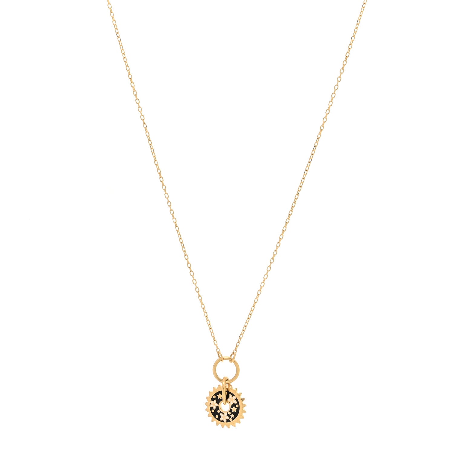 Foundrae 18K Yellow Gold Enamel Petite Champleve Resilience Necklace Black White 1 of 6