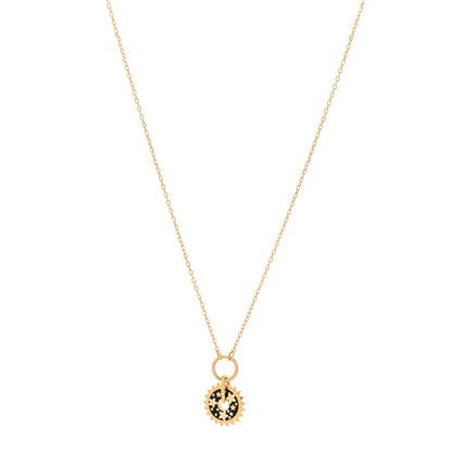 Foundrae 18K Yellow Gold Enamel Petite Champleve Resilience Necklace Black White 1 of 6