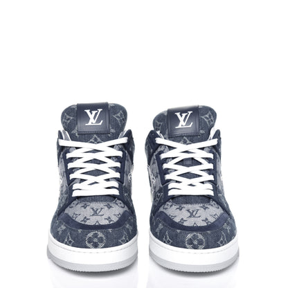 Louis Vuitton Monogram Denim Mens Trainer Sneakers 7 Blue 2 of 9
