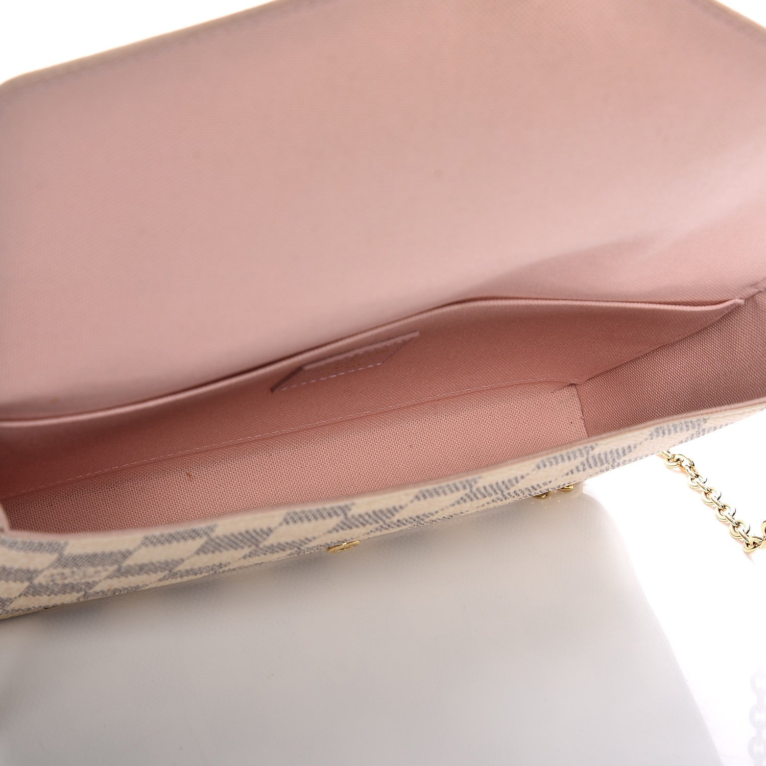 Louis Vuitton Damier Azur Pochette Felicie Chain Wallet Rose Ballerine 5 of 12