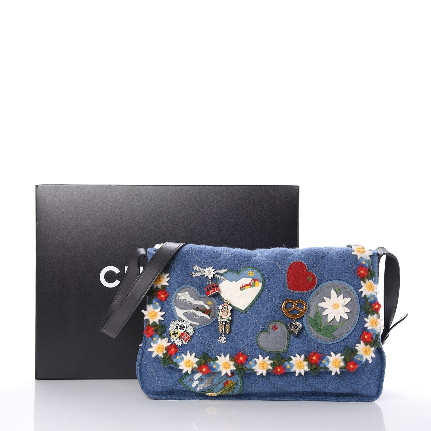 Felt Embroidered Large Crest Austrian Satchel Blue