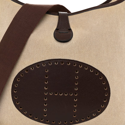 Hermes Toile Taurillon Clemence Evelyne PM Ecru Ebene 8 of 12