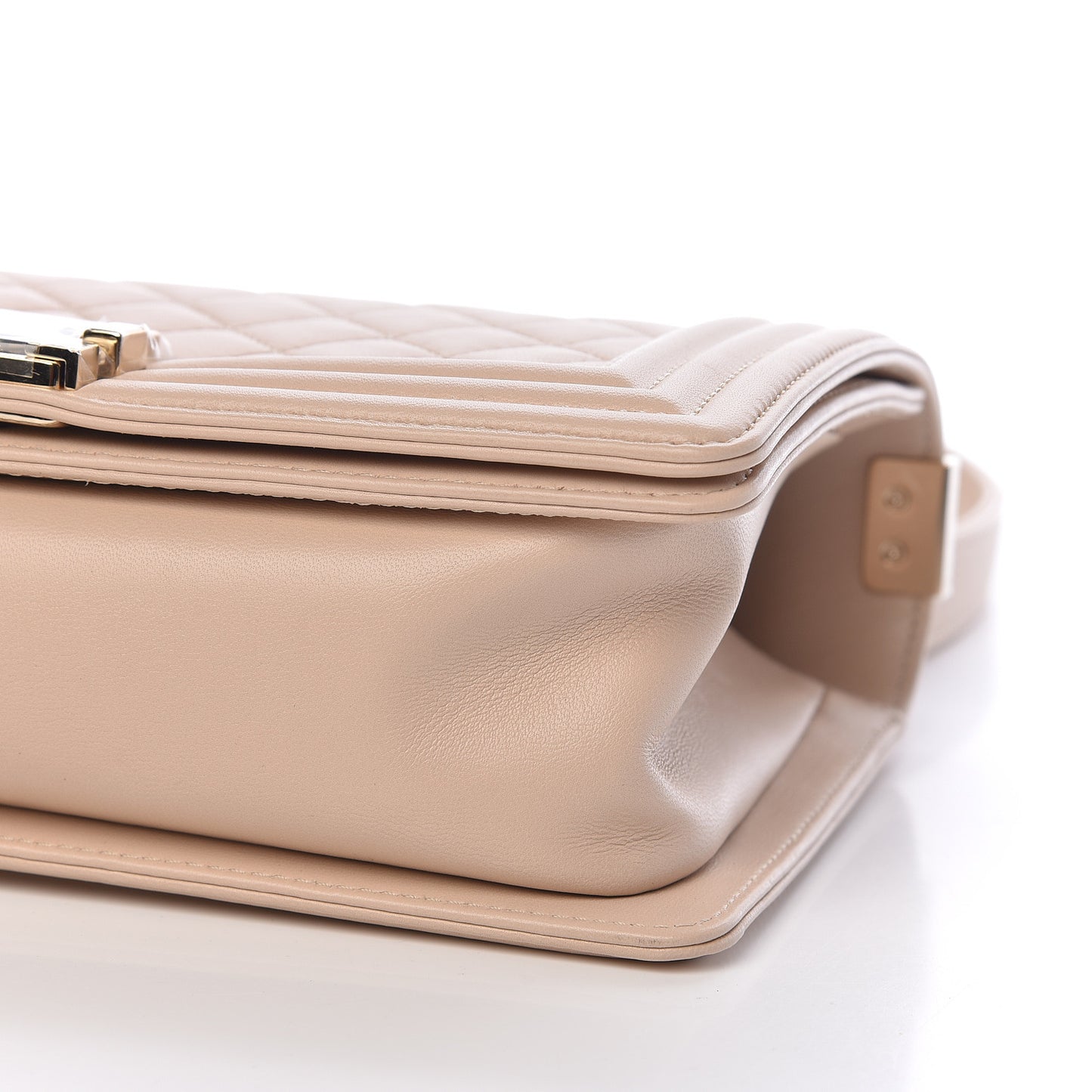 Lambskin Quilted Medium Boy Flap Light Beige