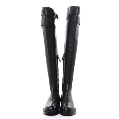Valentino Garavani Calfskin Knee High Buckle Boots 37.5 Black 2 of 11
