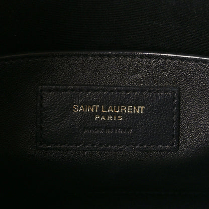 Saint Laurent Shiny Calfskin Crocodile Embossed Small Manhattan Baguette Black 6 of 9