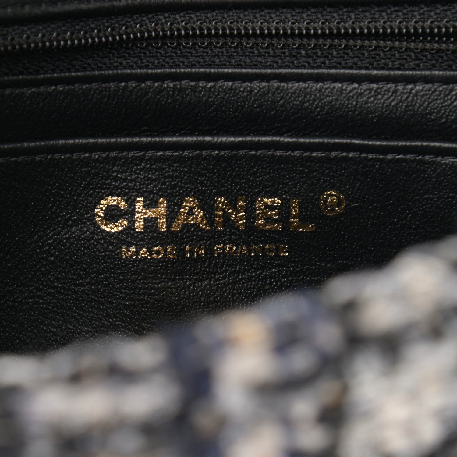 Chanel Glittered Tweed Quilted Mini Rectangular Flap Navy Blue 5 of 9