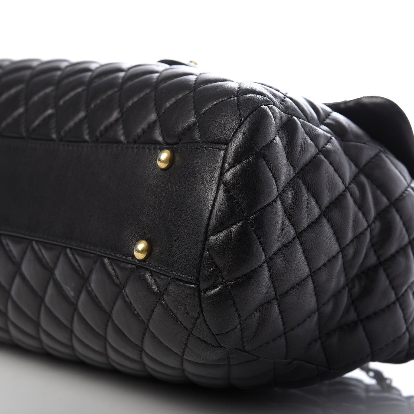 Lambskin Quilted Large Fluffy CC Shopping Tote Black