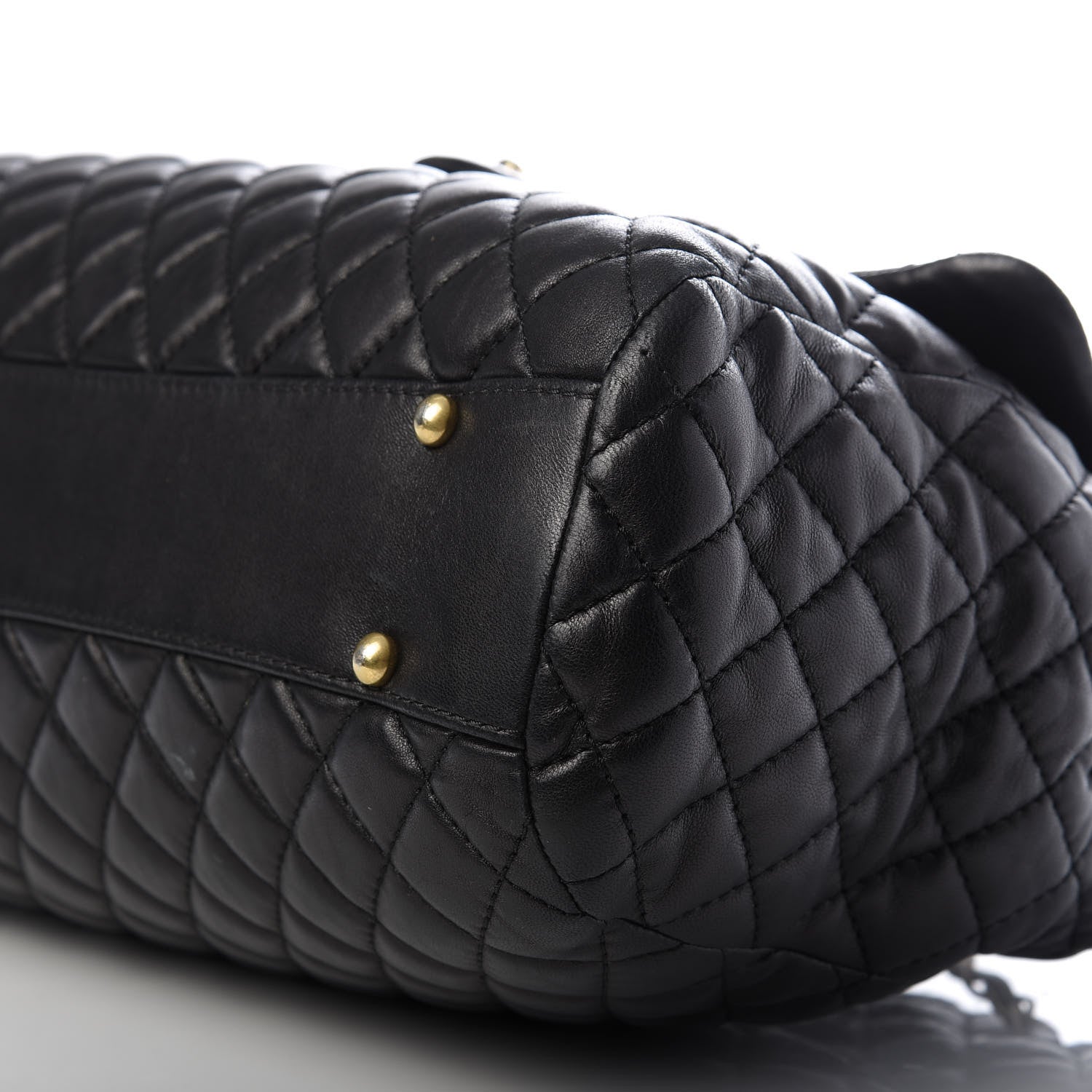 Chanel Lambskin Quilted Large Fluffy CC Shopping Tote Black 7 of 9