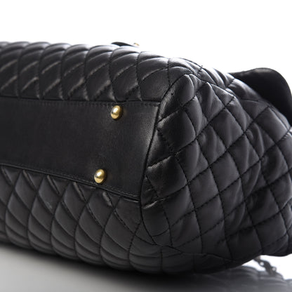 Chanel Lambskin Quilted Large Fluffy CC Shopping Tote Black 7 of 9