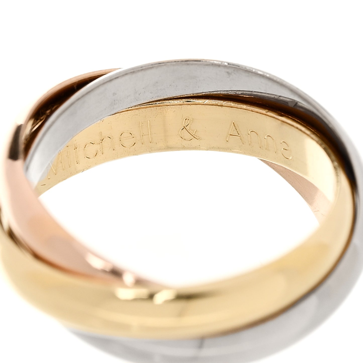 18K Pink Yellow White Gold Classic Trinity Ring 53 6.25