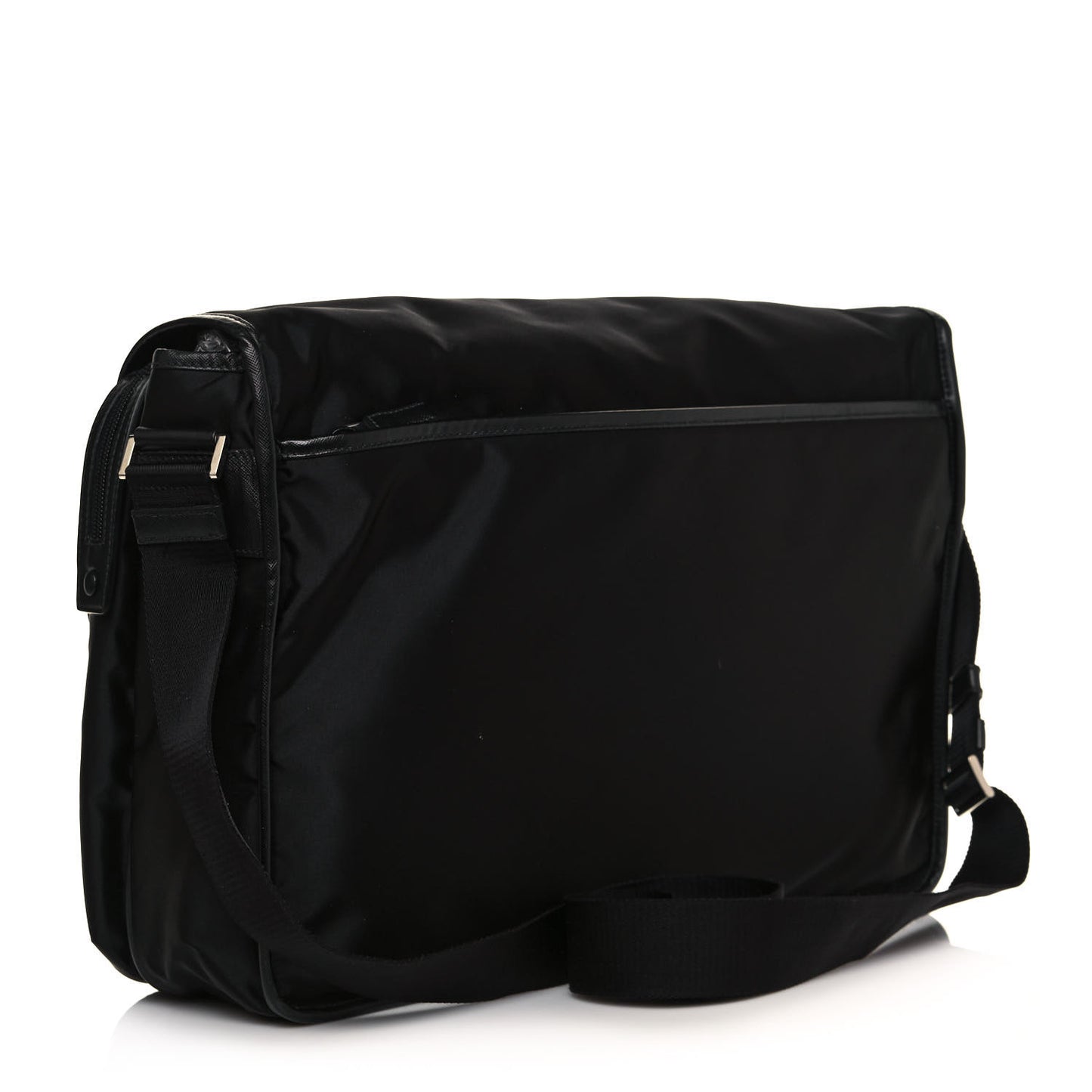 Tessuto Nylon Saffiano Logo Messenger Bag Black
