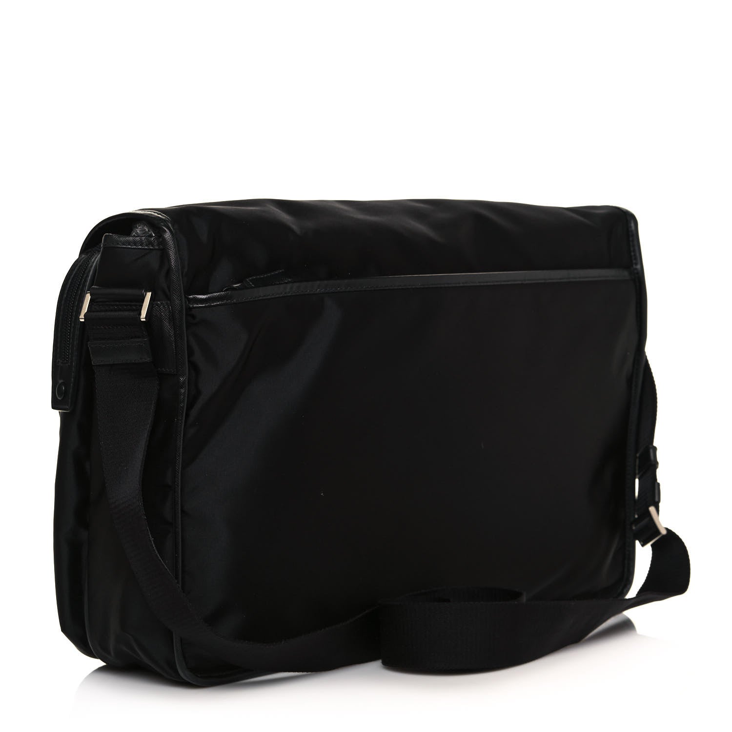 Prada Tessuto Nylon Saffiano Logo Messenger Bag Black 2 of 11