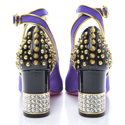 Gucci Satin Embroidered Dragon Caspar Pumps 36 Purple Oro Vecchio Black 6 of 10