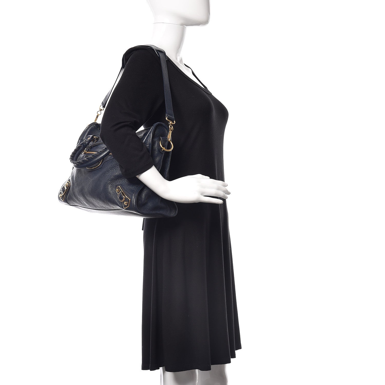Balenciaga Chevre Gold Metallic Edge Hardware City Bleu Nuit Dark Sea 3 of 10