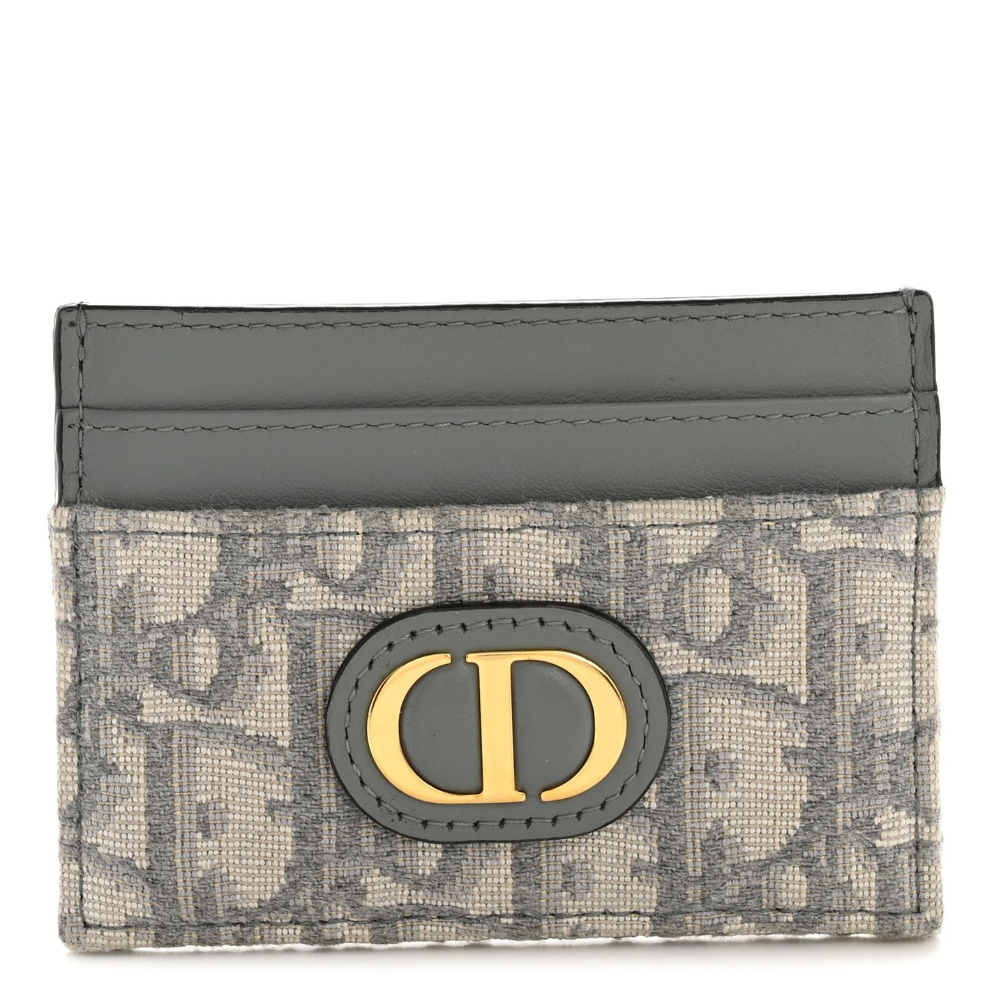 Oblique Calfskin 30 Montaigne Freesia Card Holder Grey