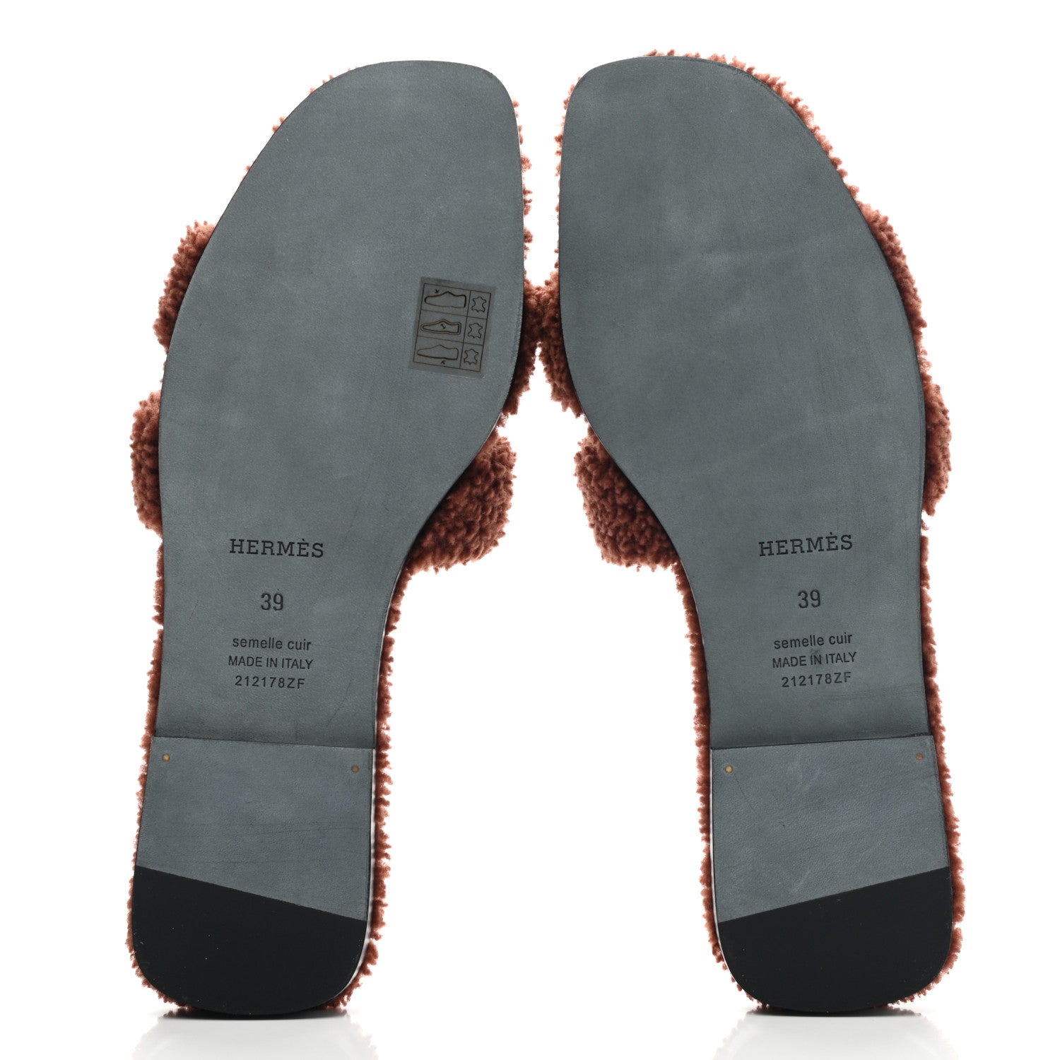 Hermes Woolskin Oran Sandals 39 Cognac 5 of 8
