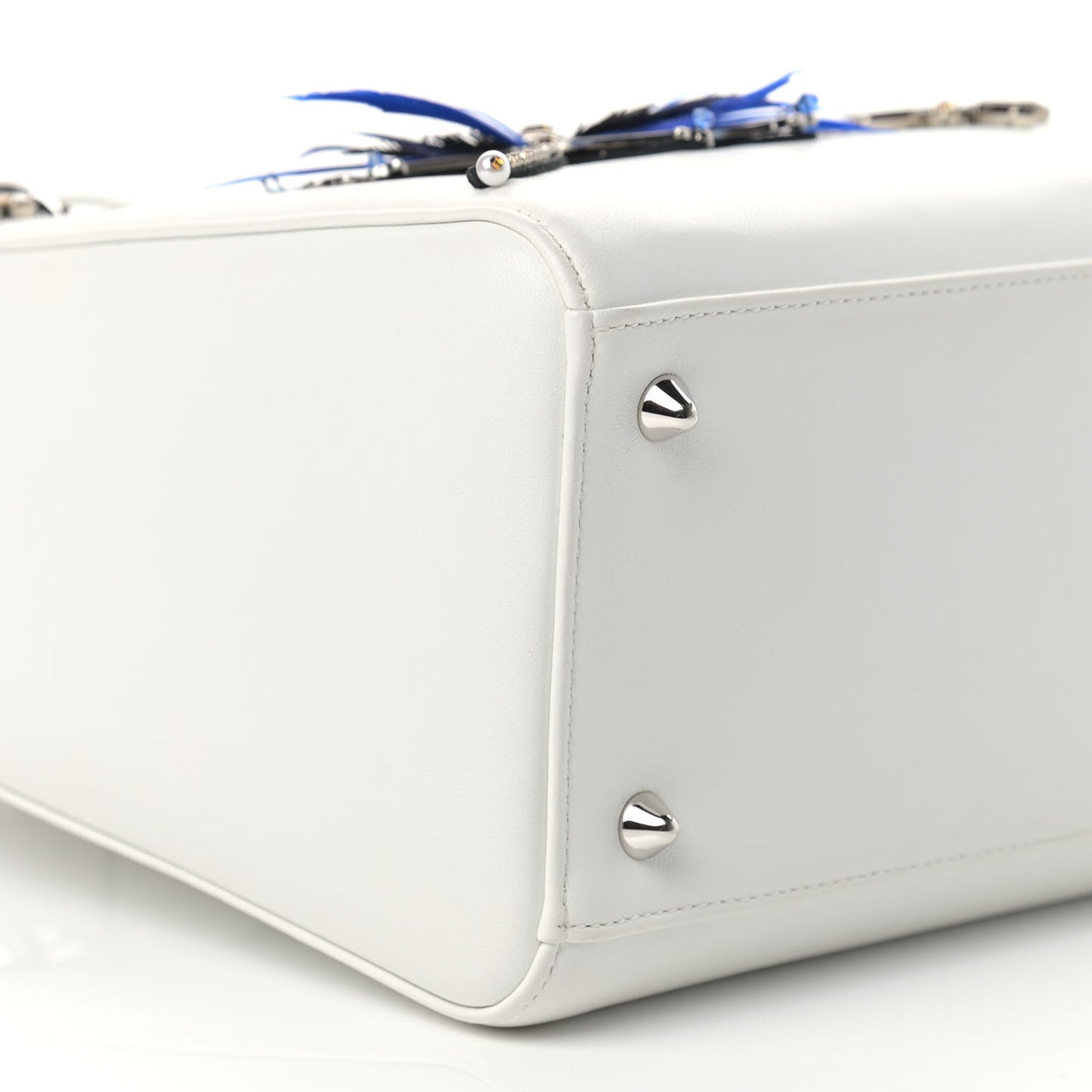 Smooth Calfskin Embellished Dragonfly Medium Lady Dior White Multicolor