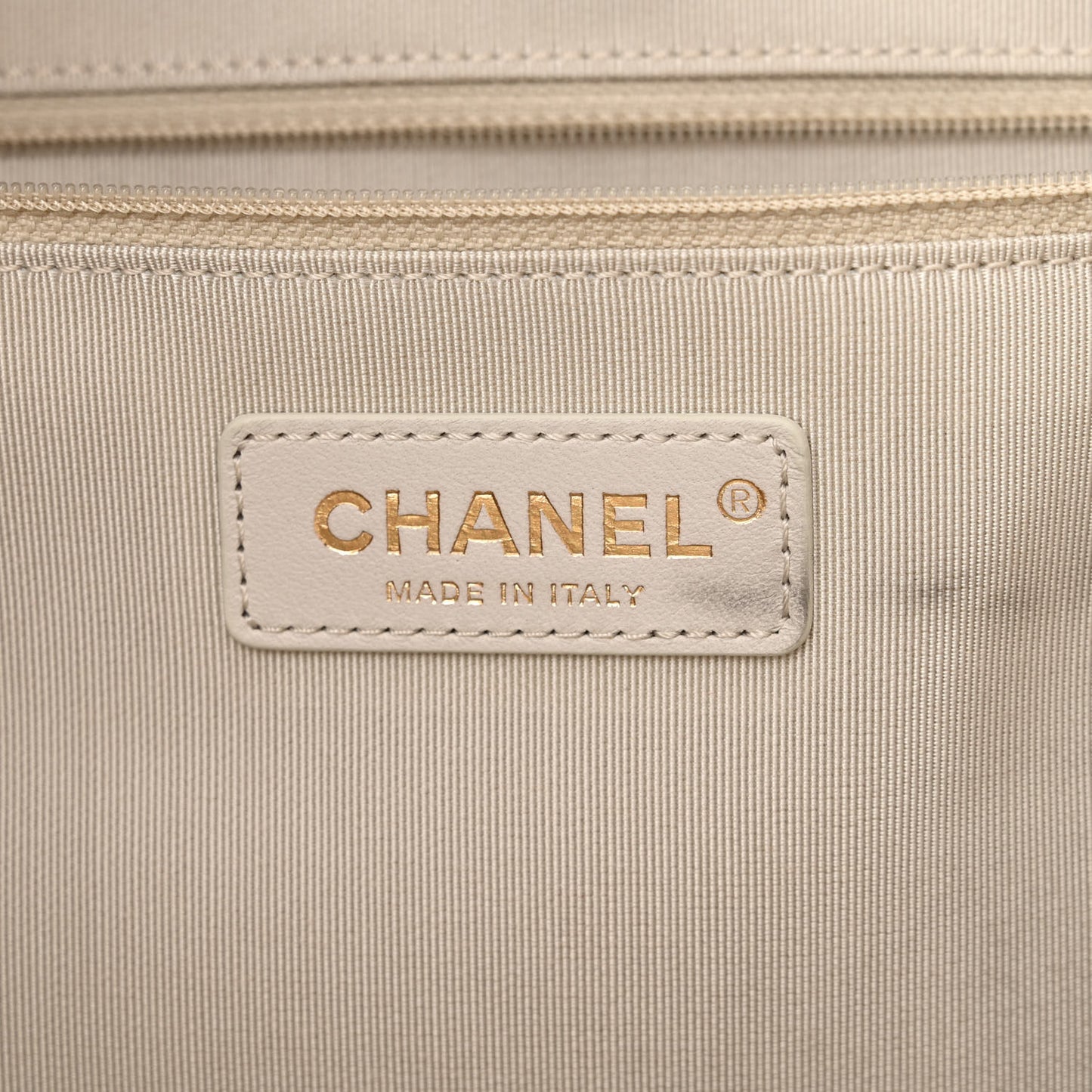 Shiny Aged Calfskin Shopping Bag White