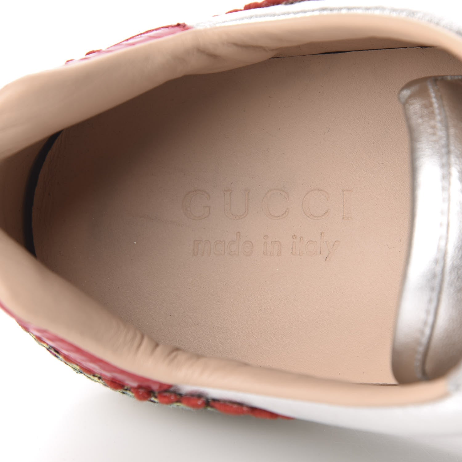 Gucci Metallic Nappa Ayers Web Dragon Embroidered Mens New Ace Sneakers 11 Silver 8 of 10