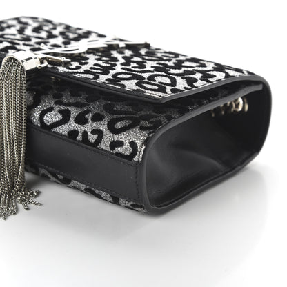 Saint Laurent Glitter Leopard Small Monogram Kate Tassel Satchel Platine Black 7 of 10