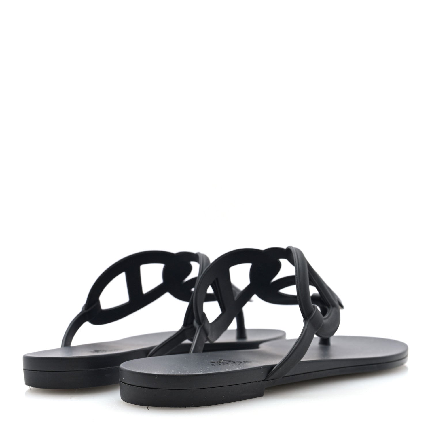 Hermes Rubber Womens Egerie Sandals 38 Black 5 of 8