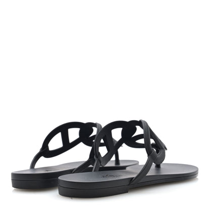 Hermes Rubber Womens Egerie Sandals 38 Black 5 of 8