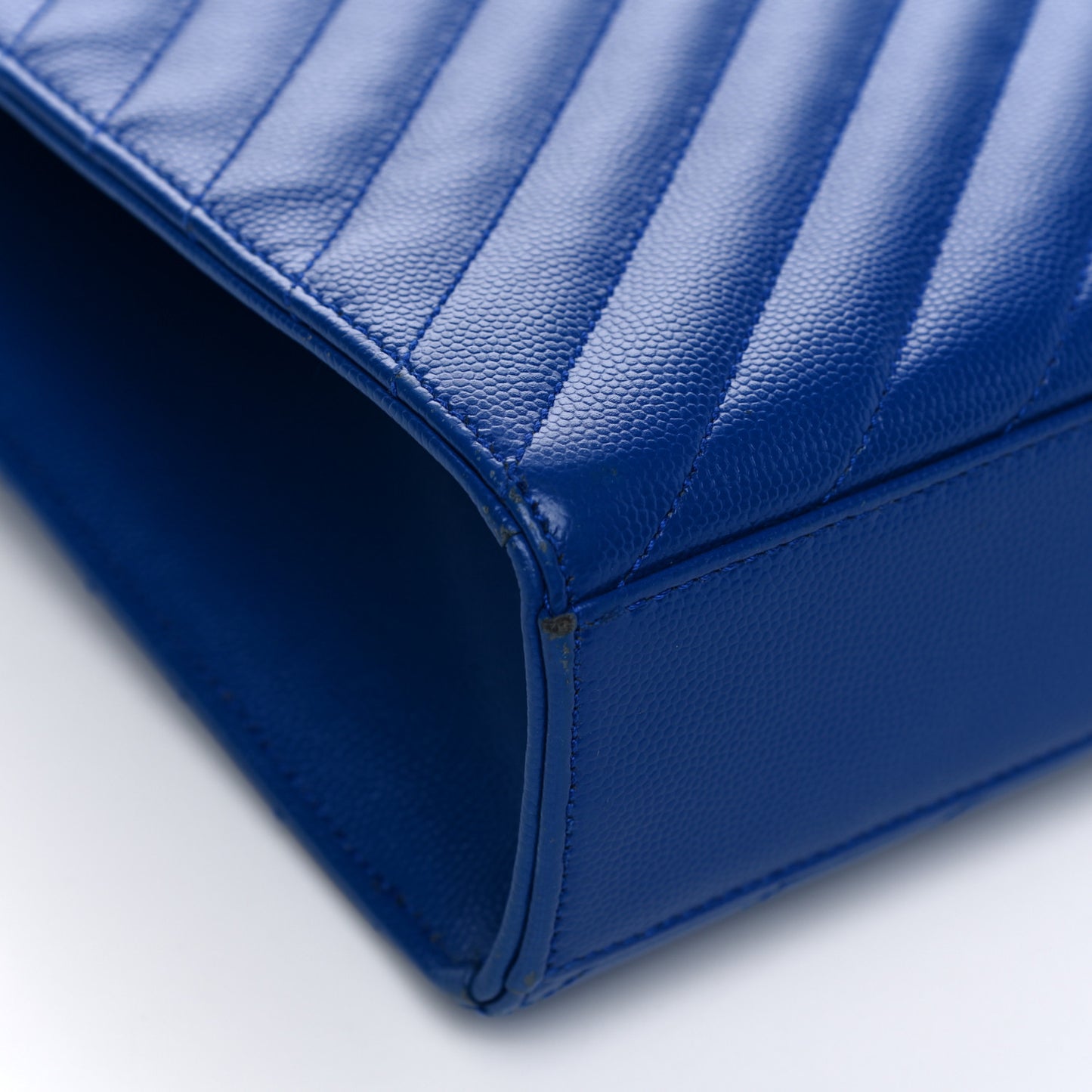 Grain De Poudre Matelasse Chevron Large Monogram Satchel Blue Majorelle