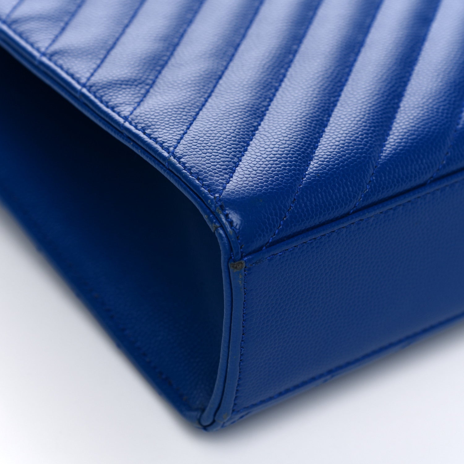 Saint Laurent Grain De Poudre Matelasse Chevron Large Monogram Satchel Blue Majorelle 5 of 16