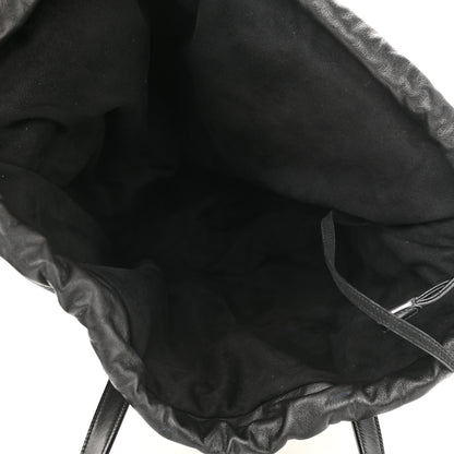 Saint Laurent Canvas Calfskin Teddy Drawstring Shopping Tote White Black 6 of 10
