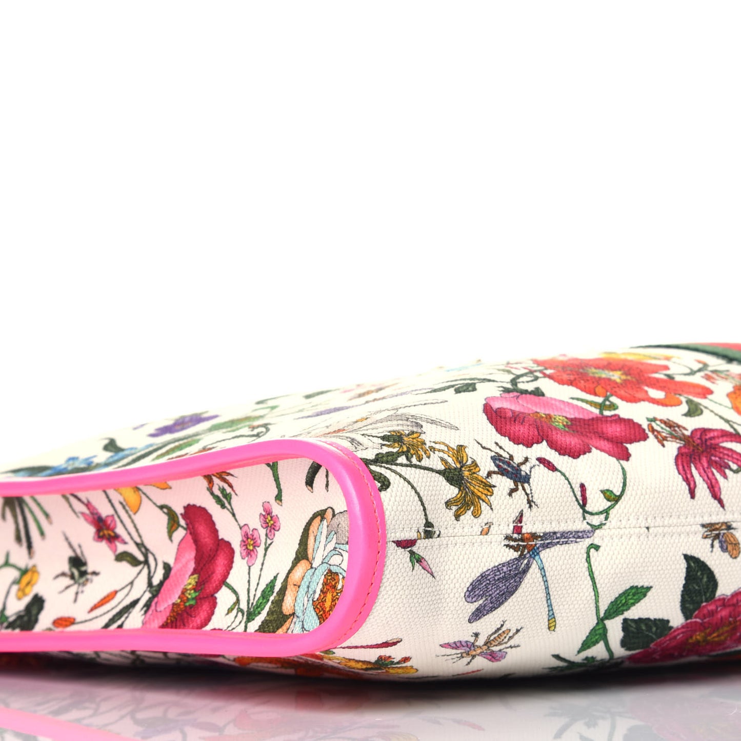 Canvas Flora Large Rajah Chain Tote White Multicolor Fuxia Fluo