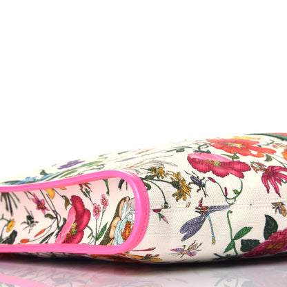 Gucci Canvas Flora Large Rajah Chain Tote White Multicolor Fuxia Fluo 8 of 11