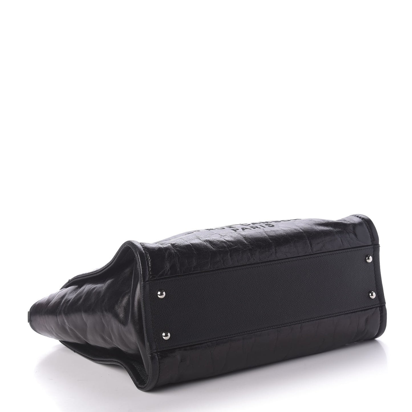 Glazed Calfskin Small Deauville Tote Black