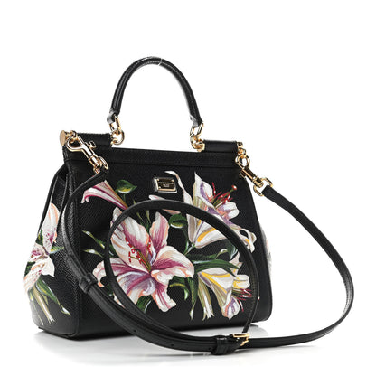 Dolce & Gabbana Dauphine Floral Print Small Miss Sicily Satchel Black Multicolor 2 of 4