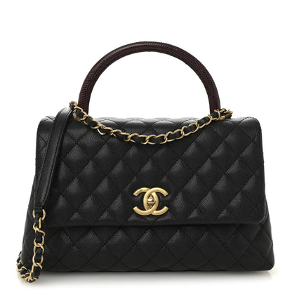 Chanel Caviar Lizard Quilted Small Coco Handle Flap Black 1 of 11