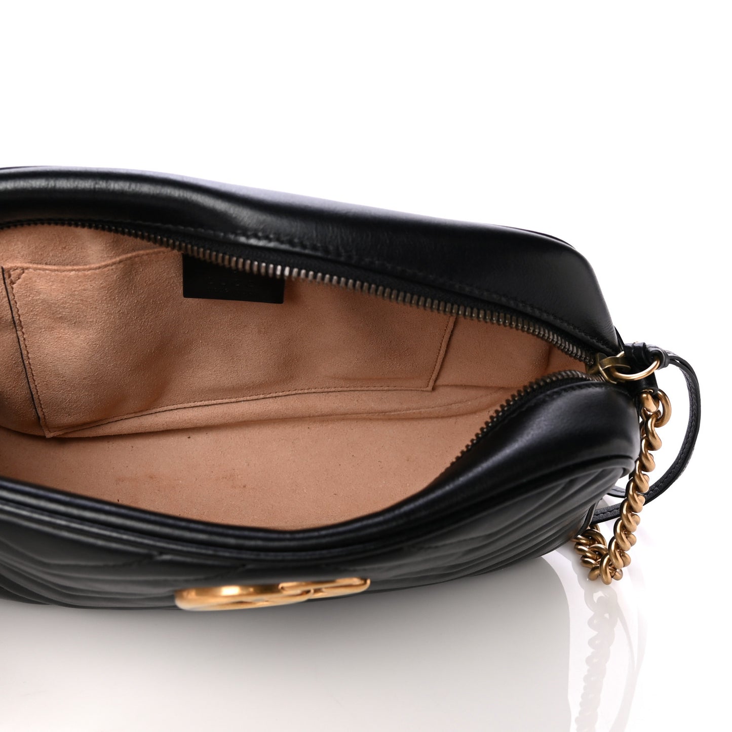 Calfskin Matelasse Small GG Marmont Chain Shoulder Bag Black