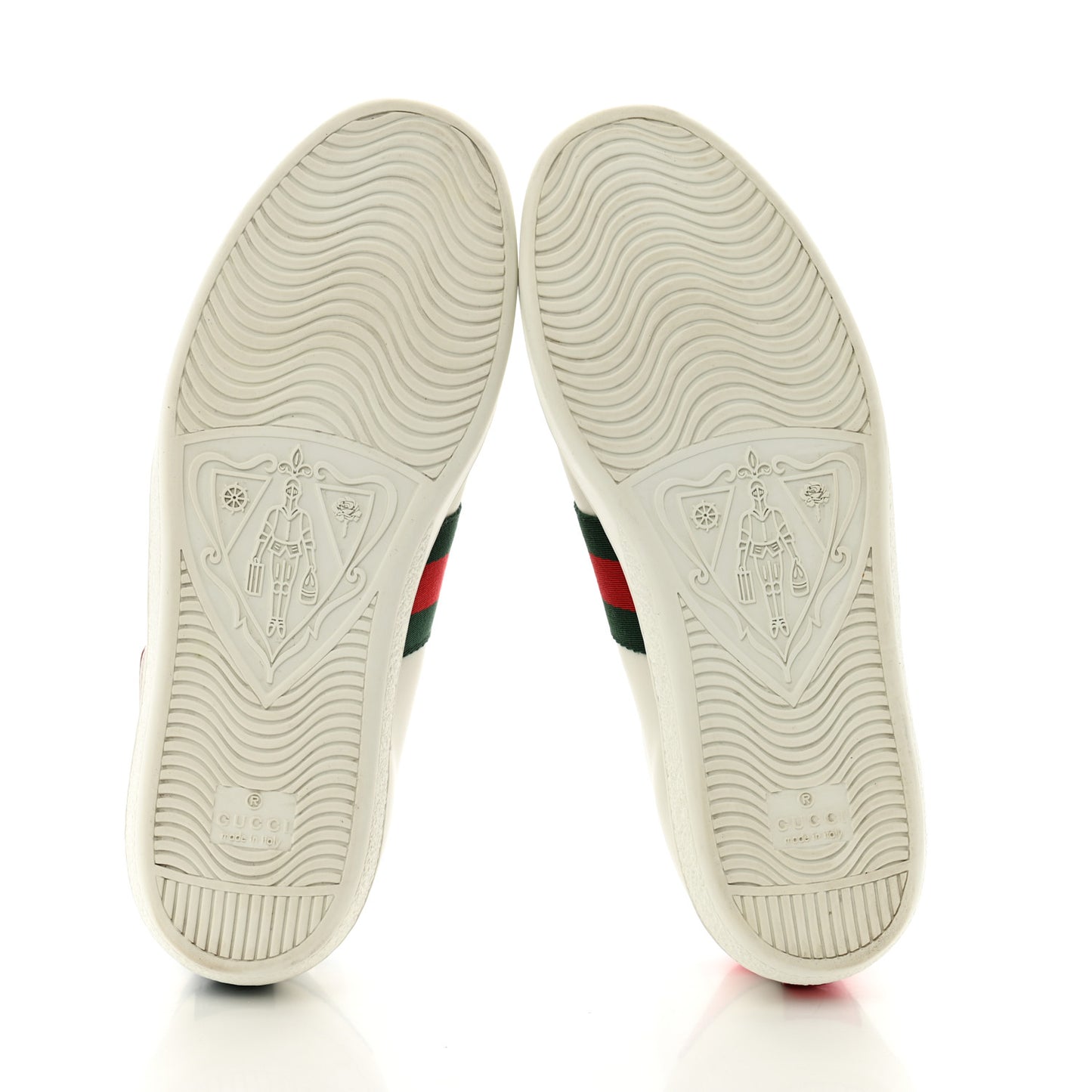 Calfskin Web Heart Embroidered Womens Ace Sneakers 38 White