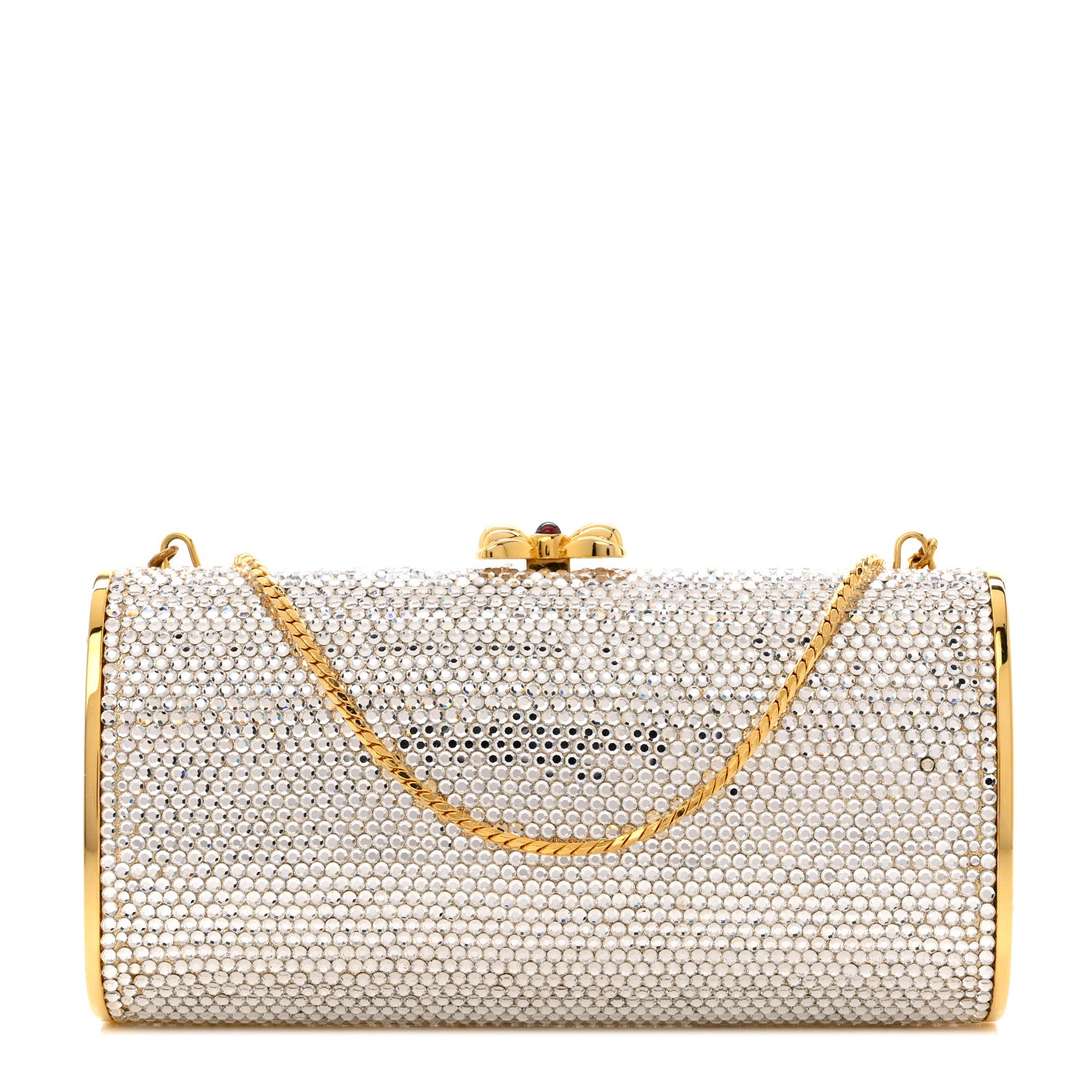 Judith Leiber Swarovski Crystal Minaudiere Clutch Gold 3 of 13