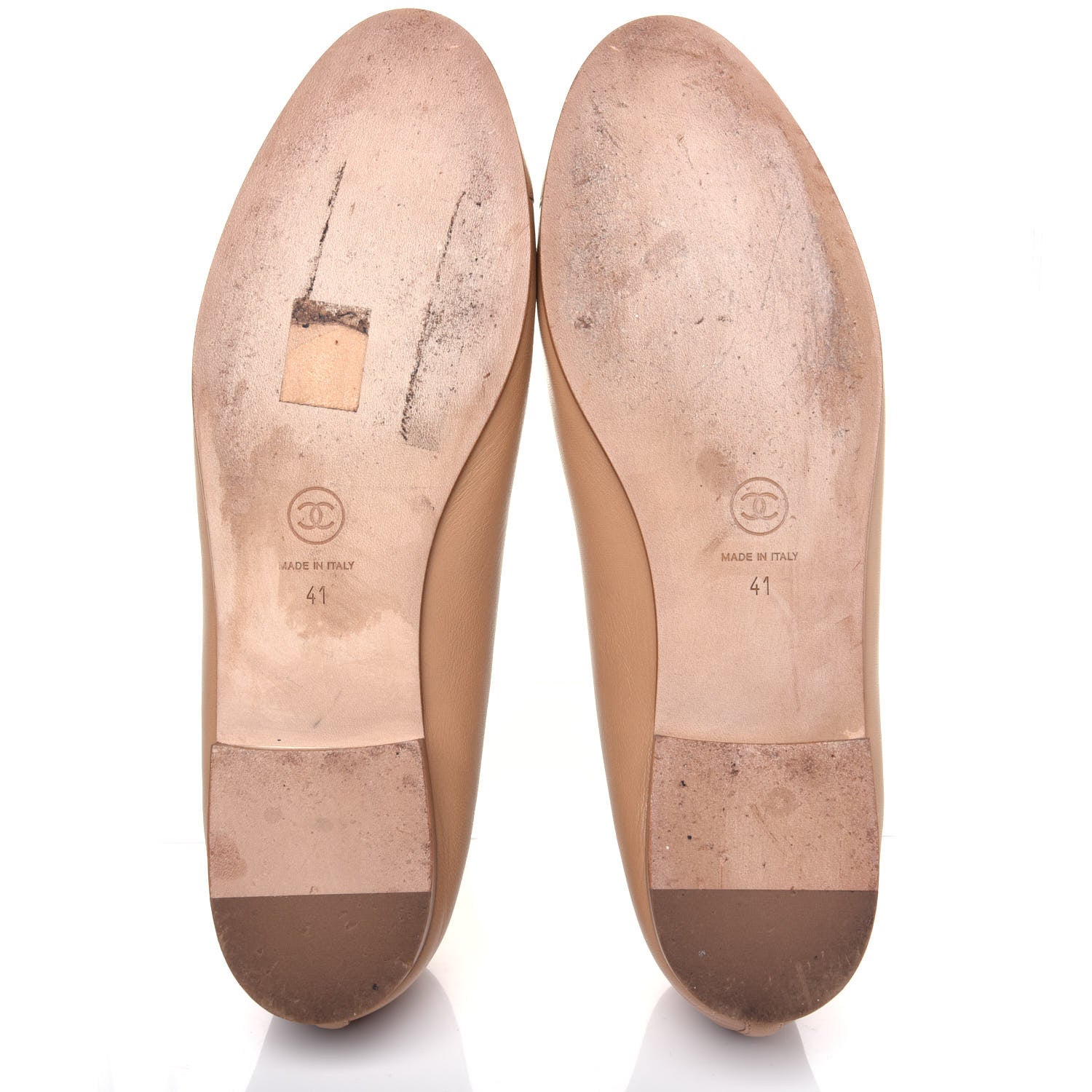Chanel Lambskin Cap Toe CC Ballerina Flats 41 Beige 5 of 10