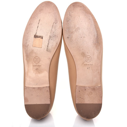 Chanel Lambskin Cap Toe CC Ballerina Flats 41 Beige 5 of 10